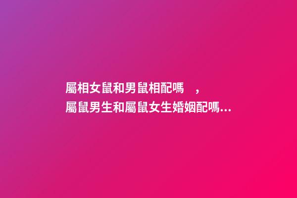 屬相女鼠和男鼠相配嗎，屬鼠男生和屬鼠女生婚姻配嗎 屬鼠男與屬鼠女婚配好不好，1996年屬鼠哪一年結婚好-第1張-觀點-玄機派